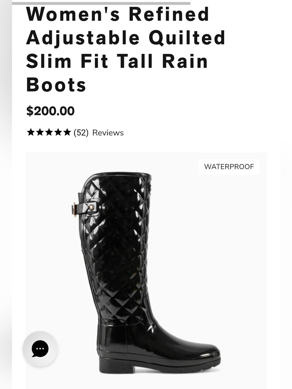 Hunter Black Quilted Women's Rain Boots